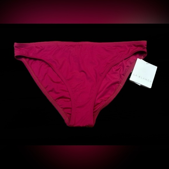 NWT La Blanca Burgundy Full Coverage Lined Stretchy Bikini Bottom, 14 - Picture 6 of 15